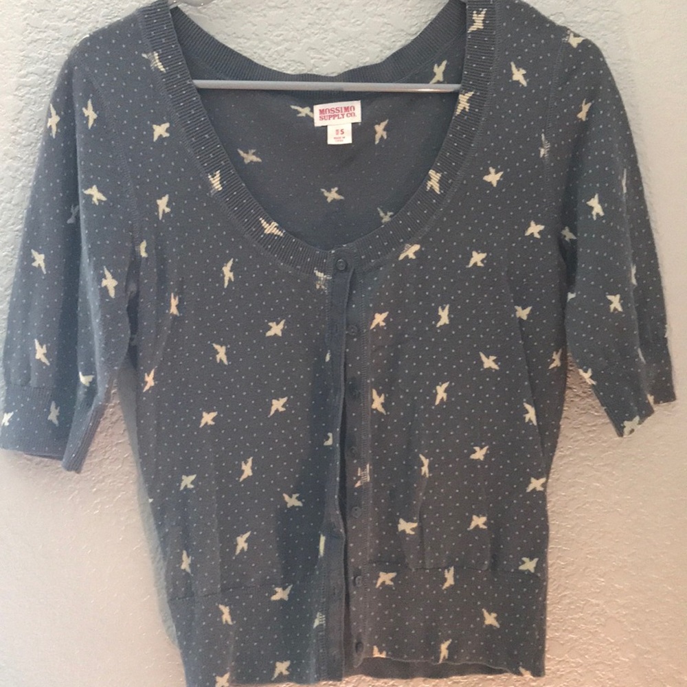 3/4 sleeve cardigan with birds